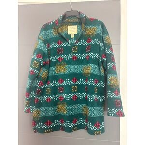 Victoria's Secret‎ Country Fleece Pullover Sleep  Women's M Green Fair Isle
